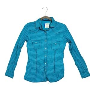Panhandle Turquoise Blue Western Snap Shirt Cowgirl Rodeo Southwestern Small
